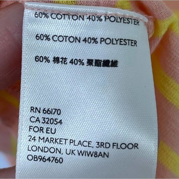 Free People Night Sky Striped Short Sleeve Mock Neck Tee in Summer Rose Combo L - Picture 8 of 9